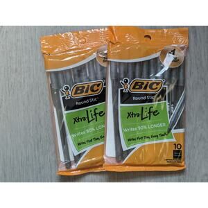 BIC BUNDLE 8 packs of  Xtra Life Ballpoint Pens Medium Tip Black ink